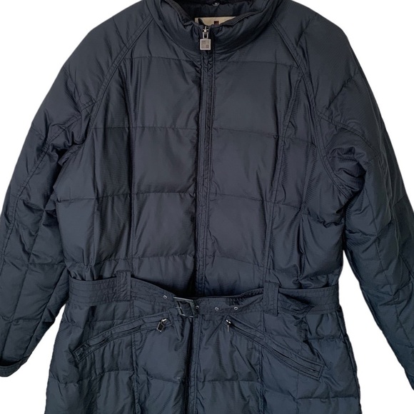 𝅺woolrich Down Filled Belted Long Puffer Jacket Black Women’s Size Large - Picture 2 of 15